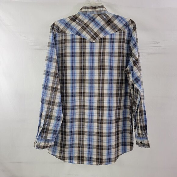 Sportier Men’s Western Wear Pearl Snap Button Down Plaid Shirt - Medium - Picture 12 of 14